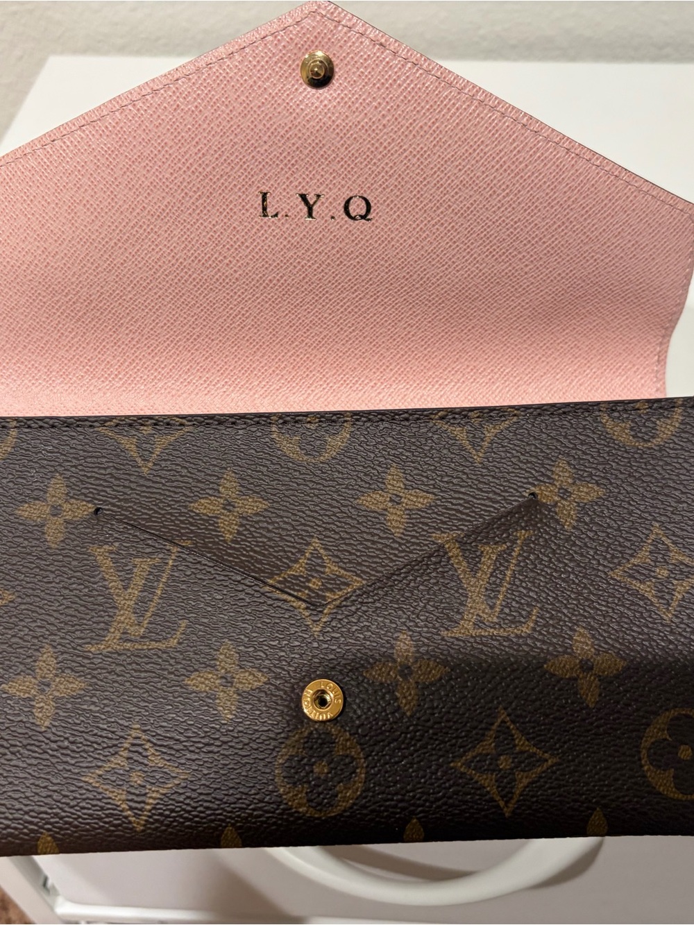 Louis Vuitton Monogram Canvas Envelope Clutch in Brown & Gold - Picture 9 of 14